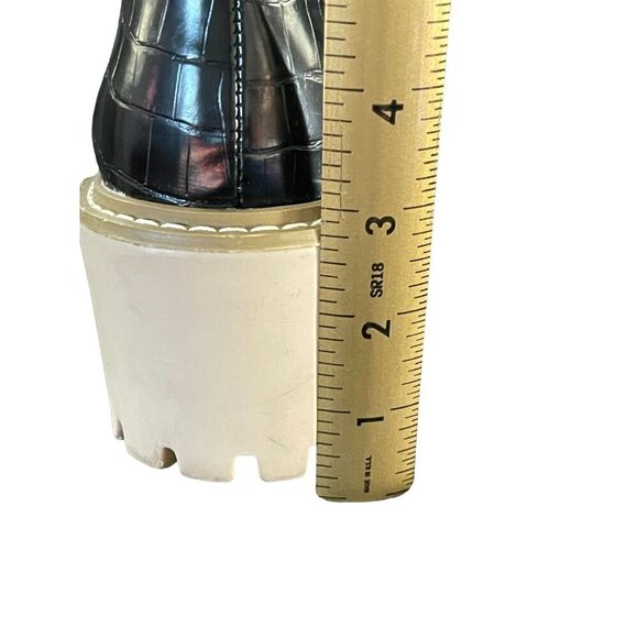 Nicole Miller Women's Black Leather Pocas Chunky Wedge Ankle Boot Size 10 - Picture 12 of 12